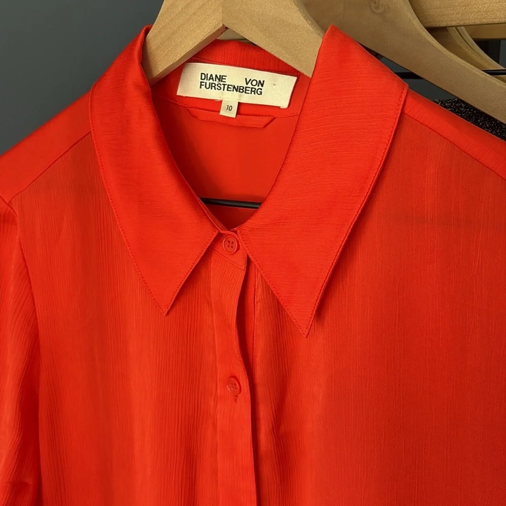 DVF Diane von Furstenberg Kassie Spicy Orange shirtdress dress 10 - Picture 2 of 9